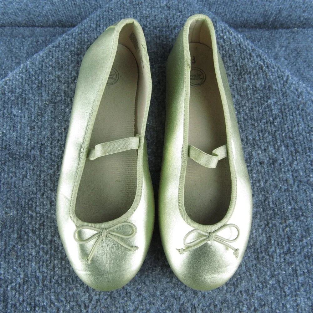 Wonder Nation Youth Girls Ballet Shoes Size 3 Medium Gold‎ Synthetic Slip On